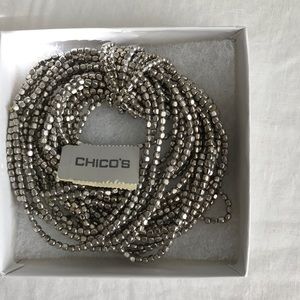NWT Chico’s silver beaded multi-strand bracelet